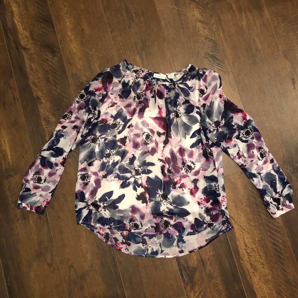 Liz Claiborne Floral Blouse with attached tank SzS